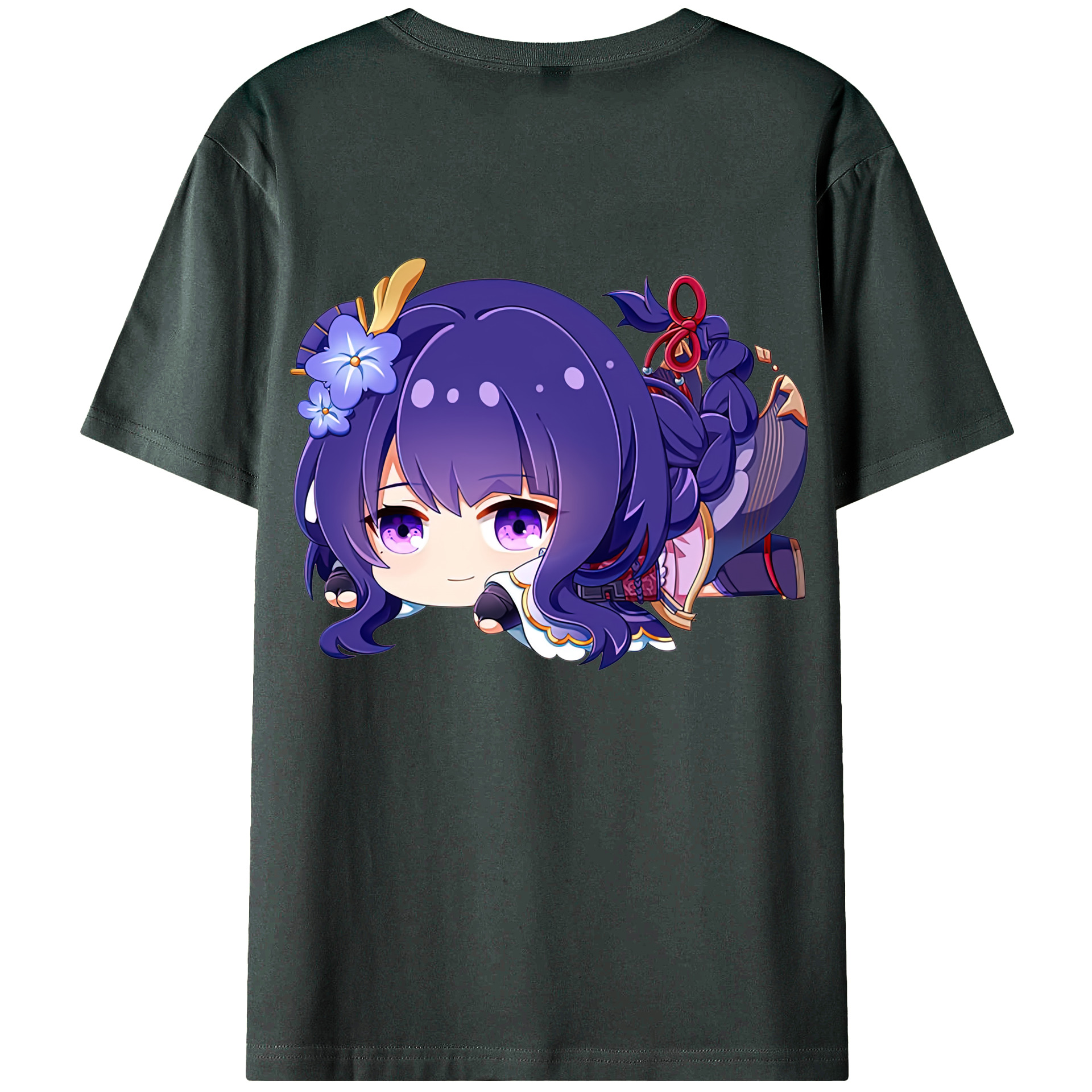 げんし神 雷電将軍 らいでんしょうぐん genshin Raiden Shogun 綿100％ メンズ半袖Tシャツ（バックプリント） 通気性